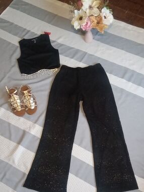 Black Lace Wid Leg Pants